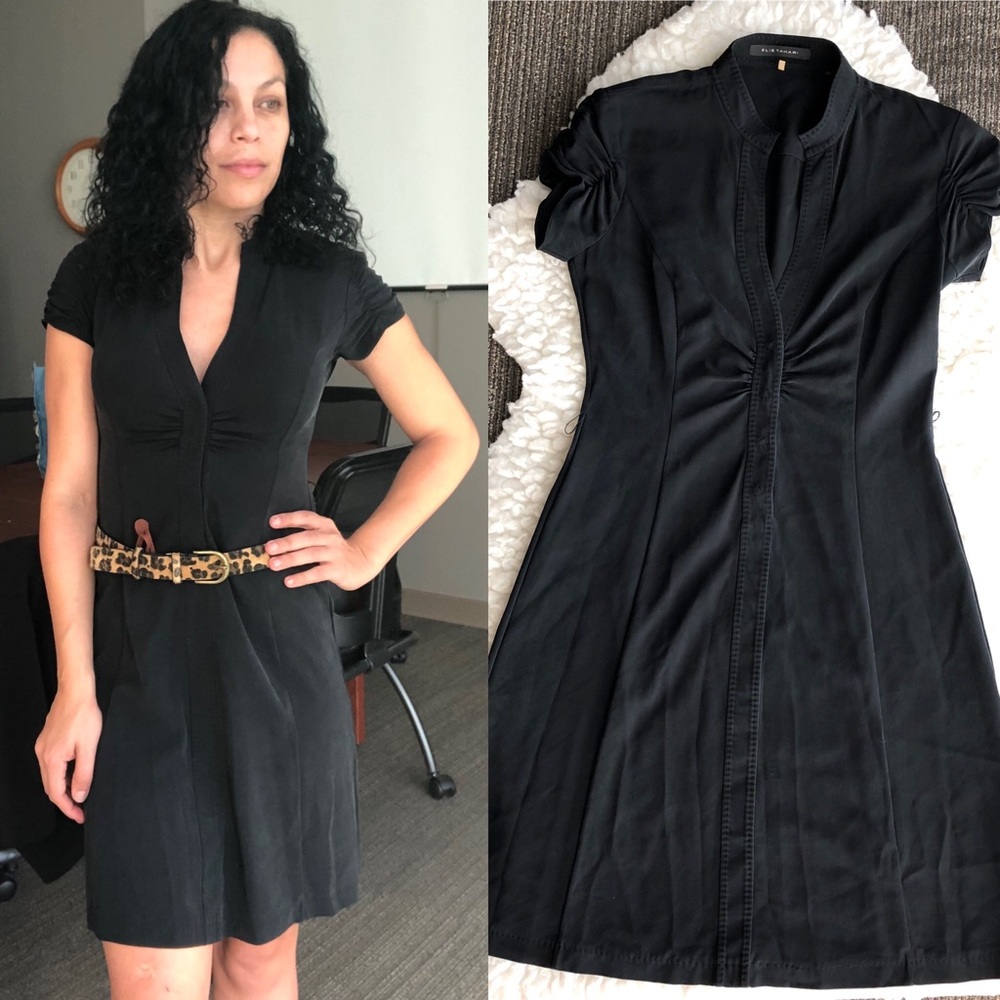 Elie Tahari Shirt Dress Black  Dark Gray